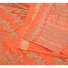 Sanskriti Vintage Orange Sarees 100% Pure Silk Hand Embroidered Zari Sari Sustainable Fabric
