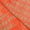 Sanskriti Vintage Orange Sarees 100% Pure Silk Hand Embroidered Zari Sari Sustainable Fabric