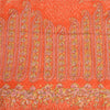 Sanskriti Vintage Orange Sarees 100% Pure Silk Hand Embroidered Zari Sari Sustainable Fabric