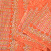 Sanskriti Vintage Orange Sarees 100% Pure Silk Hand Embroidered Zari Sari Sustainable Fabric