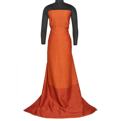 Sanskriti Vintage Orange Sarees Blend Silk Woven Premium Sari Craft 5 YD Sustainable Fabric