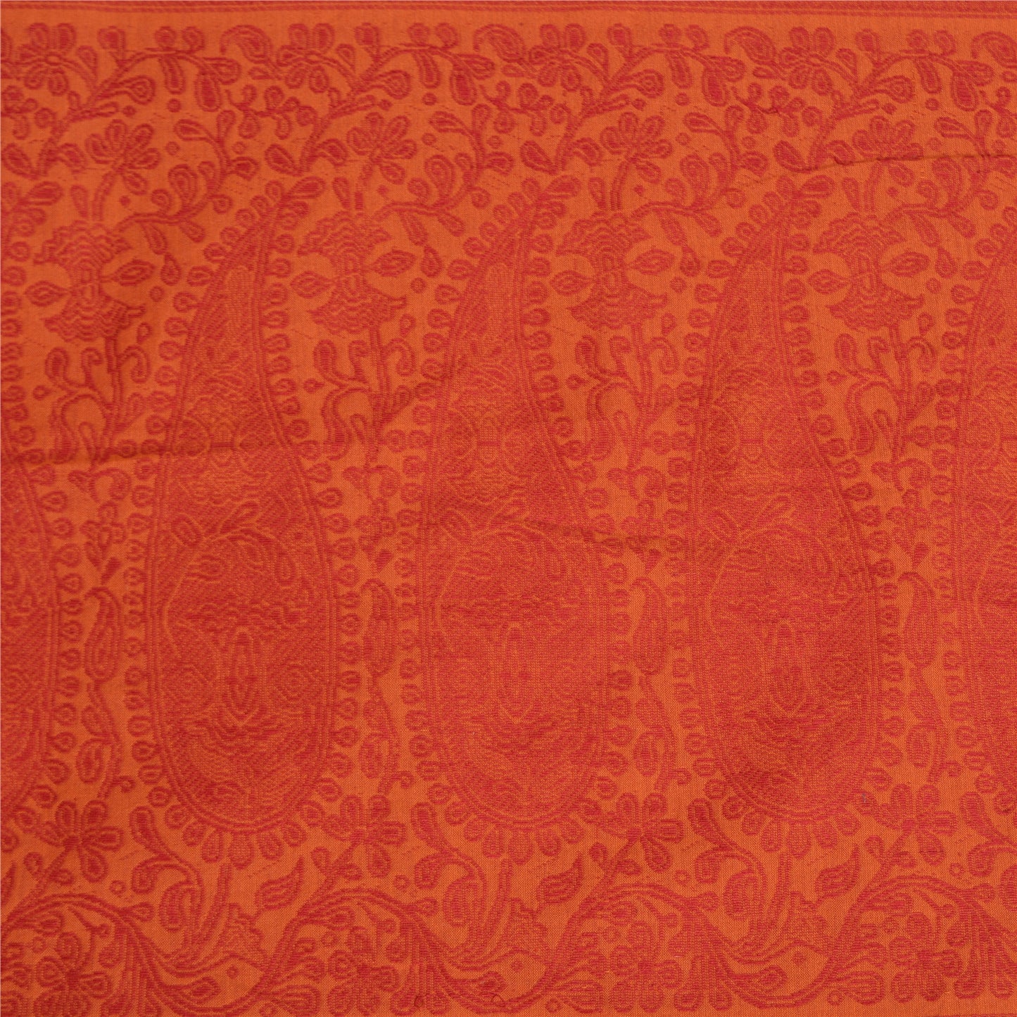 Sanskriti Vintage Orange Sarees Blend Silk Woven Premium Sari Craft 5 YD Sustainable Fabric