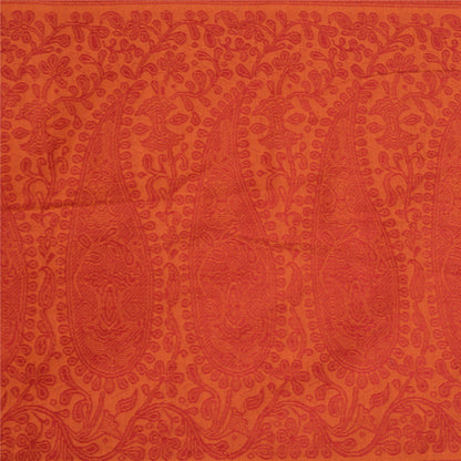 Sanskriti Vintage Orange Sarees Blend Silk Woven Premium Sari Craft 5 YD Sustainable Fabric