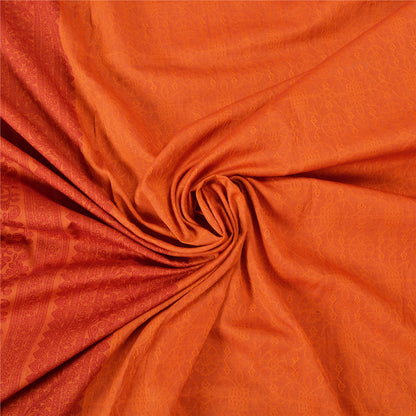 Sanskriti Vintage Orange Sarees Blend Silk Woven Premium Sari Craft 5 YD Sustainable Fabric