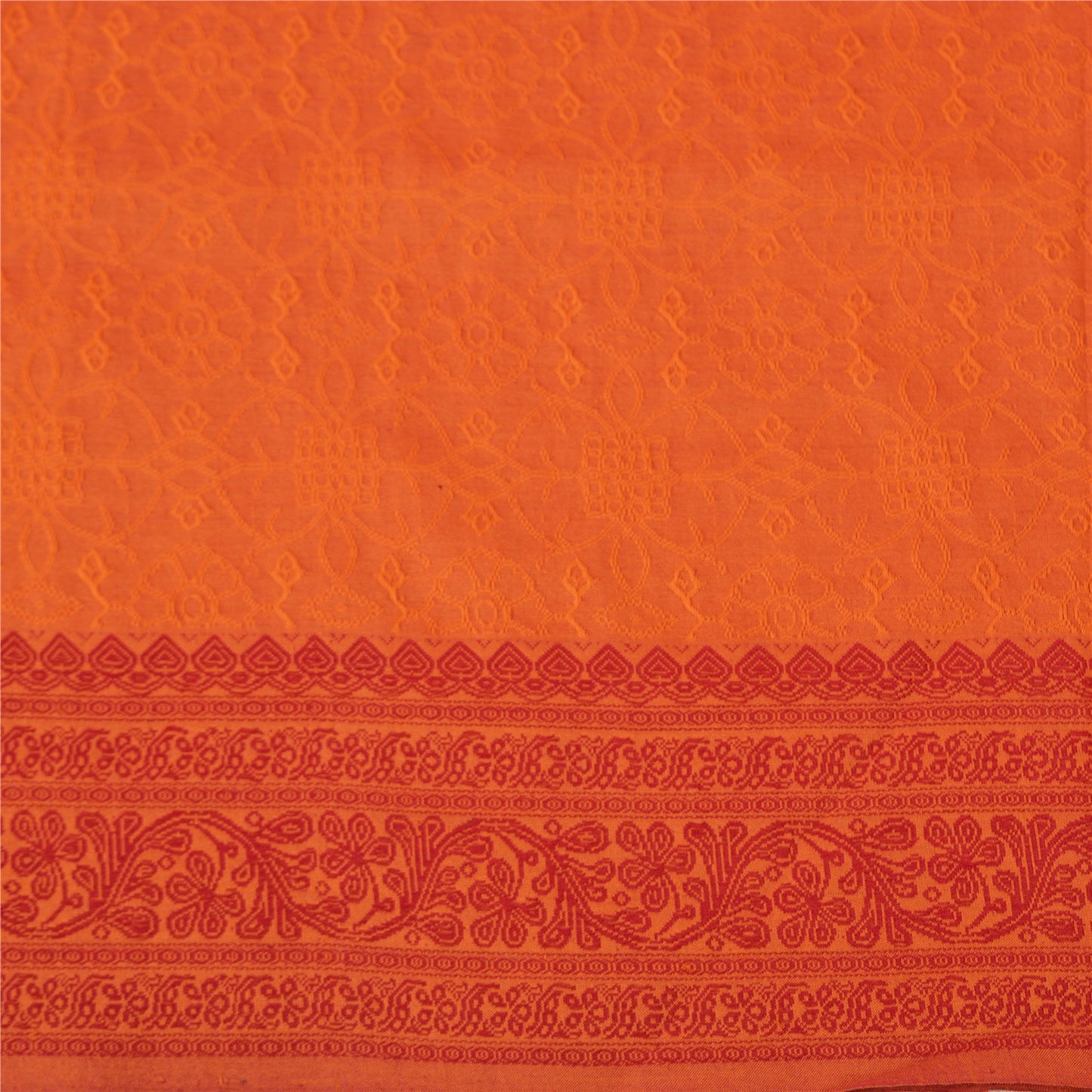 Sanskriti Vintage Orange Sarees Blend Silk Woven Premium Sari Craft 5 YD Sustainable Fabric