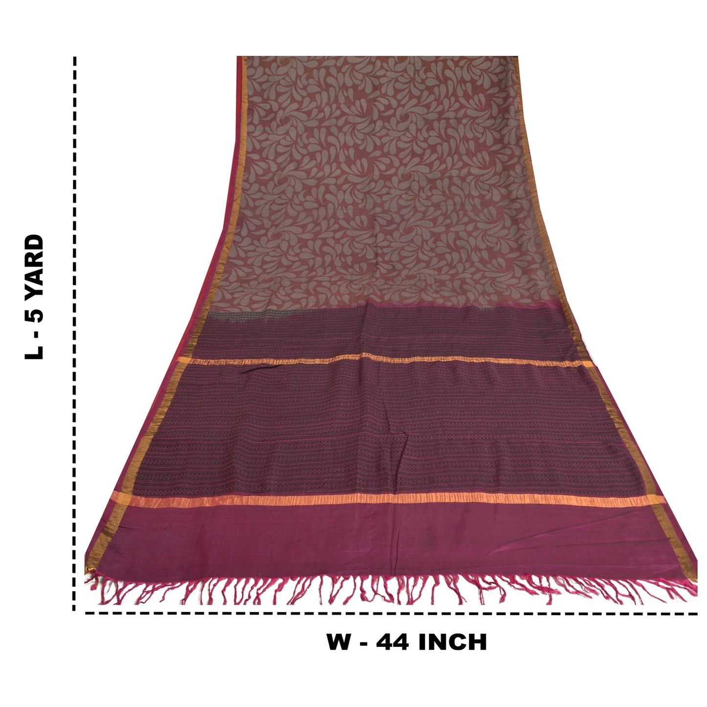 Sanskriti Vintage Purple/Brown Indian Sarees 100% Pure Silk Woven Sari Sustainable Fabric