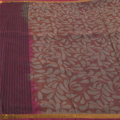 Sanskriti Vintage Purple/Brown Indian Sarees 100% Pure Silk Woven Sari Sustainable Fabric