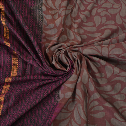 Sanskriti Vintage Purple/Brown Indian Sarees 100% Pure Silk Woven Sari Sustainable Fabric