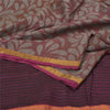 Sanskriti Vintage Purple/Brown Indian Sarees 100% Pure Silk Woven Sari Sustainable Fabric