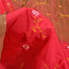 Sanskriti Vintage Cherry/Green Sarees Pure Silk Embroidered Sari Craft Sustainable Fabric