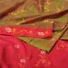 Sanskriti Vintage Cherry/Green Sarees Pure Silk Embroidered Sari Craft Sustainable Fabric