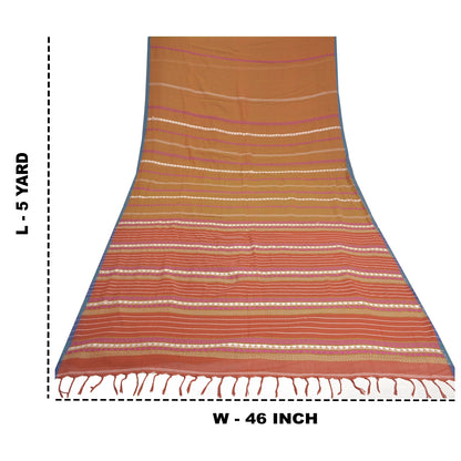 Sanskriti Vintage Heena-Green Sarees Blend Silk Hand-Woven Begumpuri Sari Sustainable Fabric