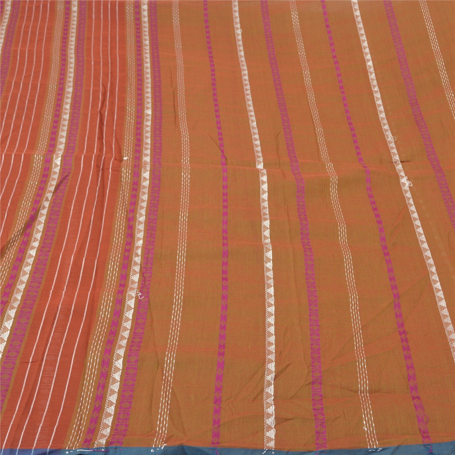 Sanskriti Vintage Heena-Green Sarees Blend Silk Hand-Woven Begumpuri Sari Sustainable Fabric