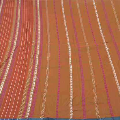 Sanskriti Vintage Heena-Green Sarees Blend Silk Hand-Woven Begumpuri Sari Sustainable Fabric