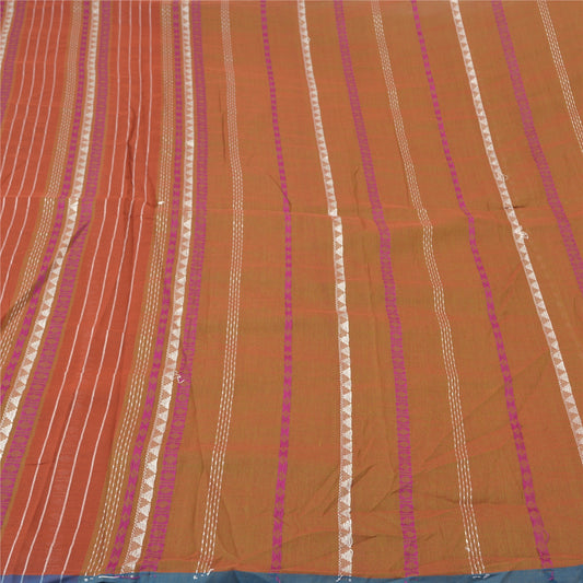 Sanskriti Vintage Heena-Green Sarees Blend Silk Hand-Woven Begumpuri Sari Sustainable Fabric