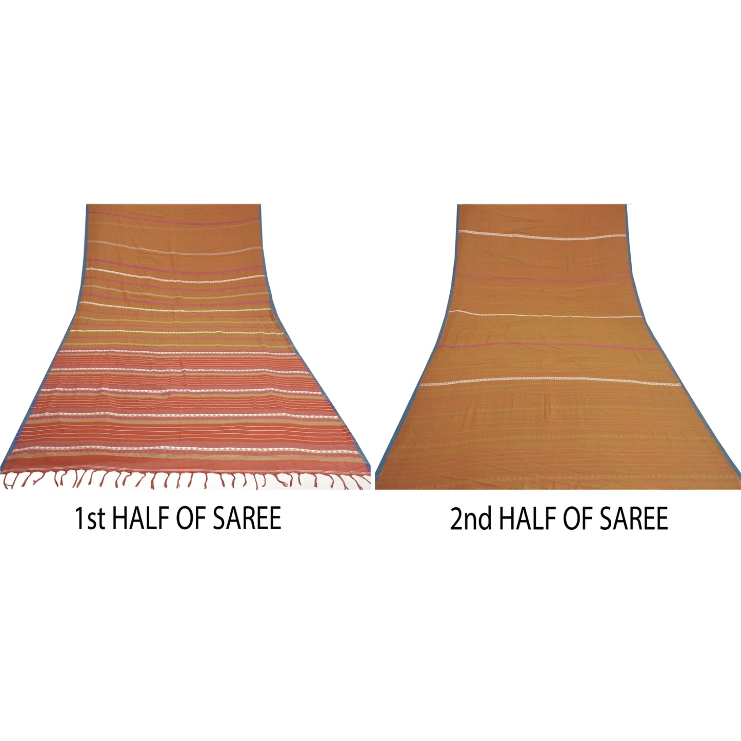 Sanskriti Vintage Heena-Green Sarees Blend Silk Hand-Woven Begumpuri Sari Sustainable Fabric