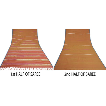 Sanskriti Vintage Heena-Green Sarees Blend Silk Hand-Woven Begumpuri Sari Sustainable Fabric