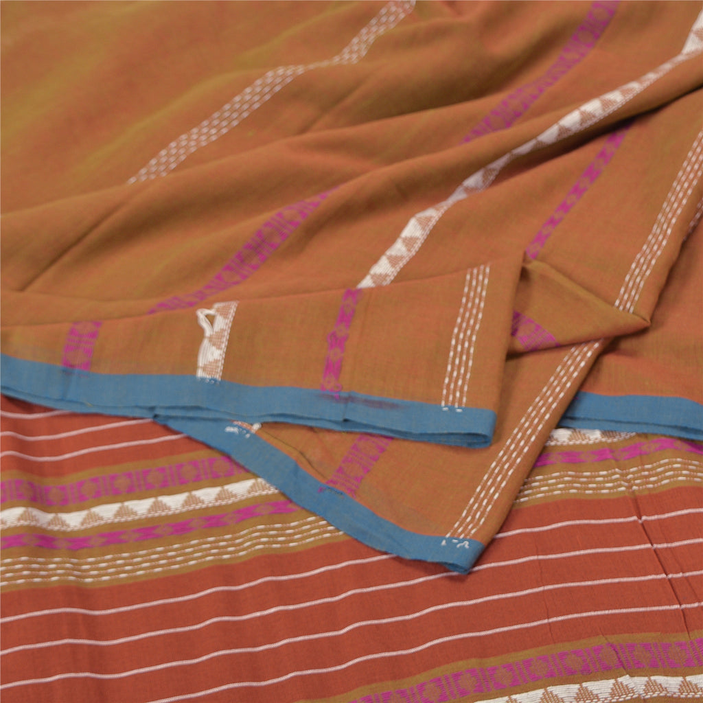 Sanskriti Vintage Heena-Green Sarees Blend Silk Hand-Woven Begumpuri Sari Sustainable Fabric