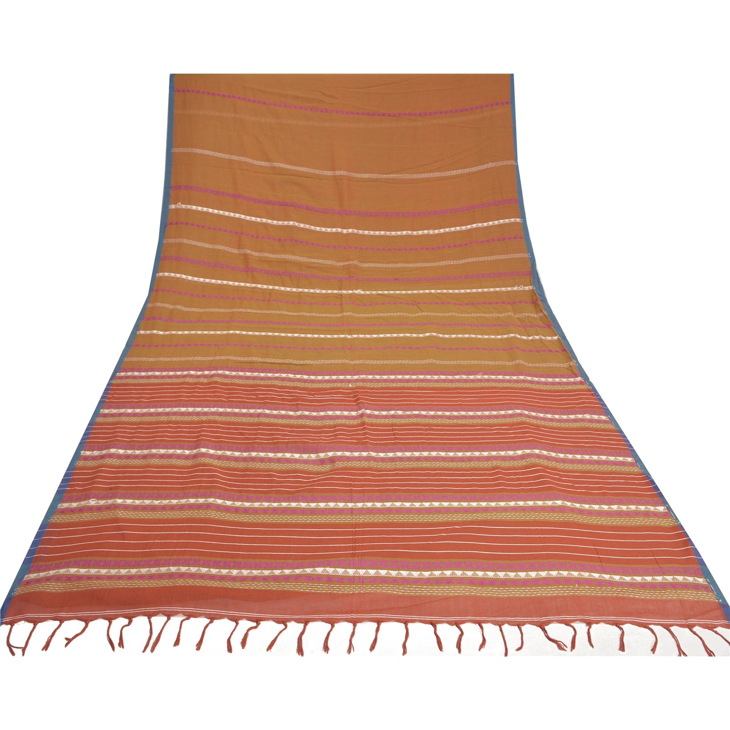 Sanskriti Vintage Heena-Green Sarees Blend Silk Hand-Woven Begumpuri Sari Sustainable Fabric