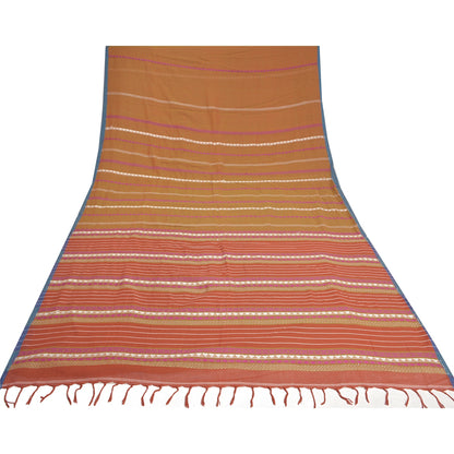 Sanskriti Vintage Heena-Green Sarees Blend Silk Hand-Woven Begumpuri Sari Sustainable Fabric