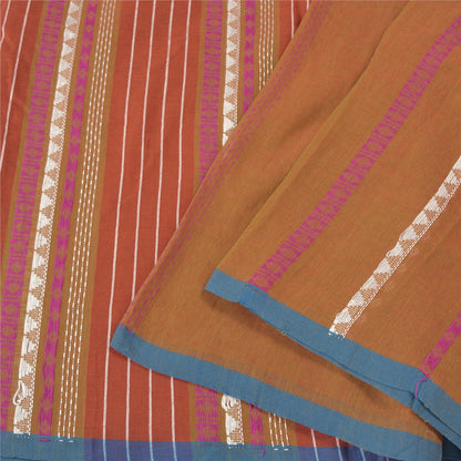 Sanskriti Vintage Heena-Green Sarees Blend Silk Hand-Woven Begumpuri Sari Sustainable Fabric