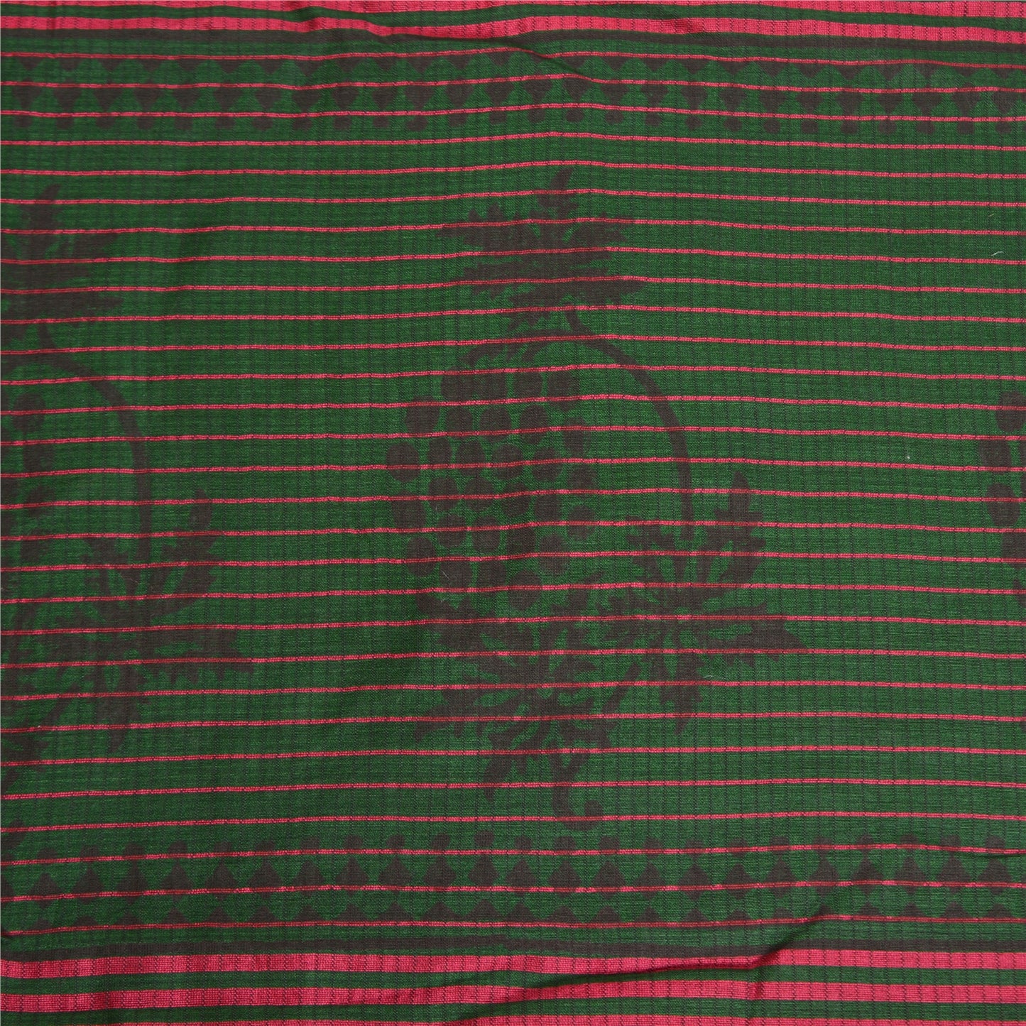 Sanskriti Vintage Green/Pink Sarees Pure Cotton Hand-Block Printed Sari Sustainable Fabric