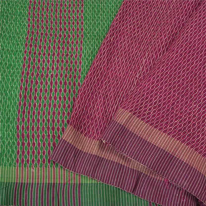 Sanskriti Vintage Purple/Green Sarees 100% Pure Silk Woven Premium Sari Sustainable Fabric
