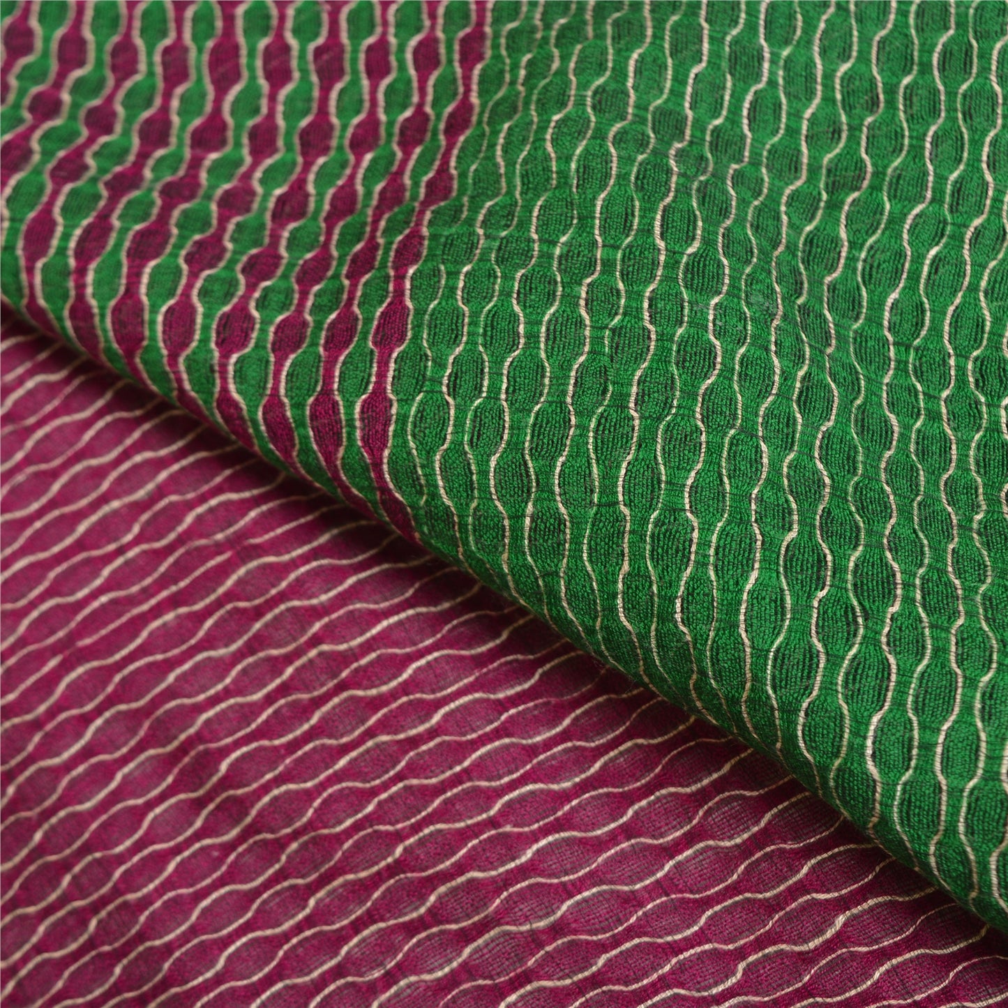 Sanskriti Vintage Purple/Green Sarees 100% Pure Silk Woven Premium Sari Sustainable Fabric