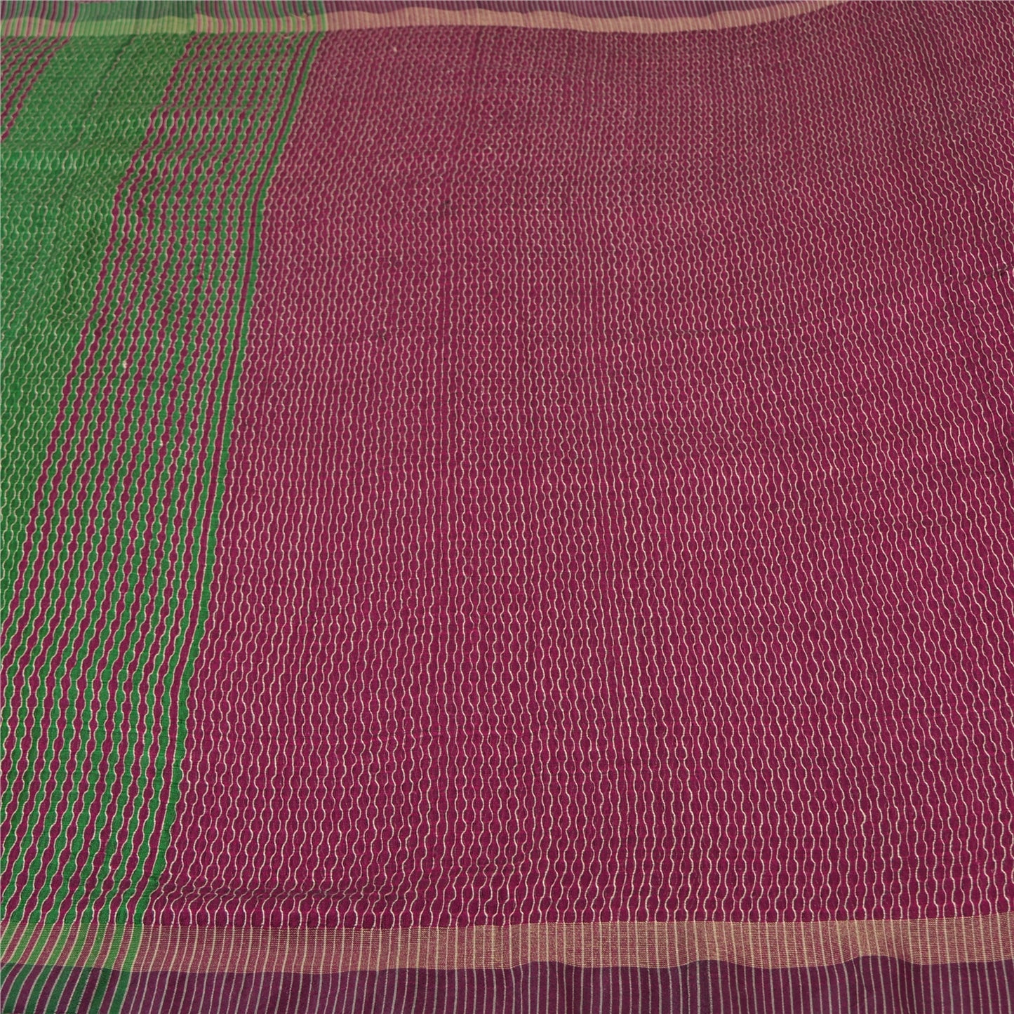 Sanskriti Vintage Purple/Green Sarees 100% Pure Silk Woven Premium Sari Sustainable Fabric