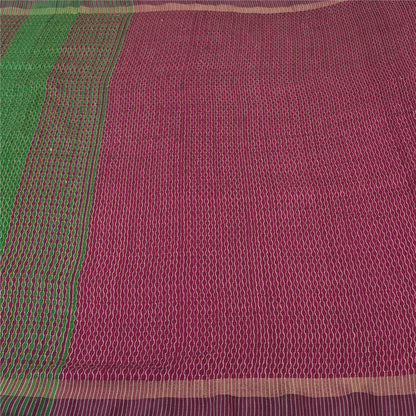 Sanskriti Vintage Purple/Green Sarees 100% Pure Silk Woven Premium Sari Sustainable Fabric