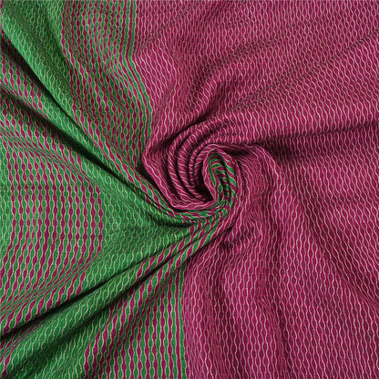 Sanskriti Vintage Purple/Green Sarees 100% Pure Silk Woven Premium Sari Sustainable Fabric