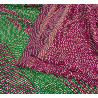 Sanskriti Vintage Purple/Green Sarees 100% Pure Silk Woven Premium Sari Sustainable Fabric