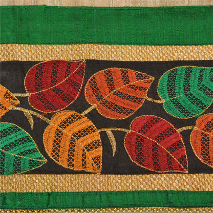 Sanskriti Vintage Elfenbens Sarees Ren Håndvævet Silke Broderet Sari Håndværk Bæredygtigt Stoff