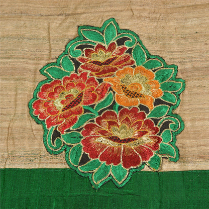 Sanskriti Vintage Elfenbens Sarees Ren Håndvævet Silke Broderet Sari Håndværk Bæredygtigt Stoff