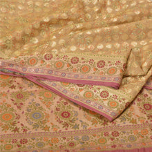 Load image into Gallery viewer, Sanskriti Vintage Pink/Golden Sarees Pure Silk Embroidered Woven Sari Fabric
