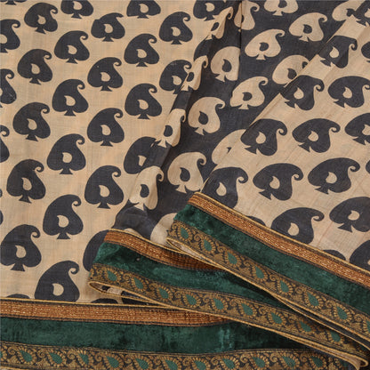 Sanskriti Vintage Brown Indian Sarees Pure Silk Embroidered Sari Craft Sustainable Fabric