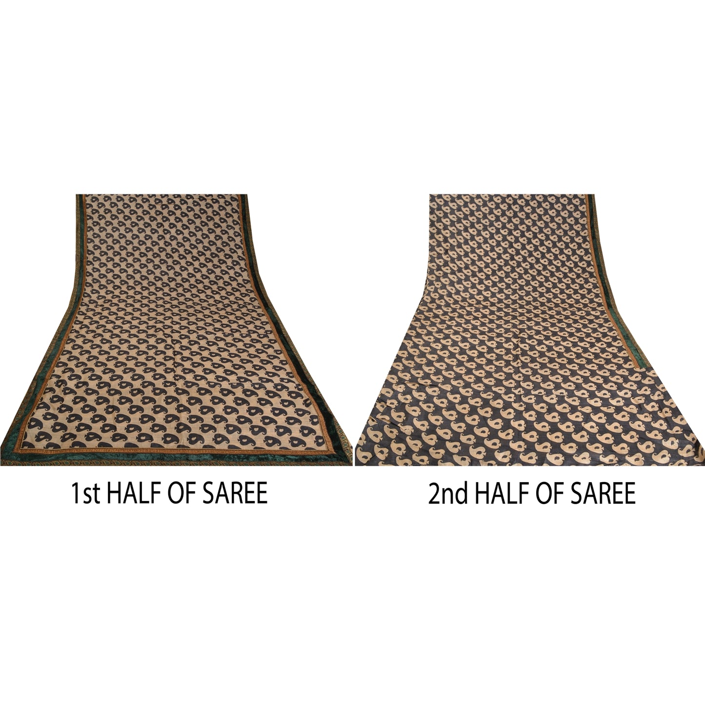 Sanskriti Vintage Brown Indian Sarees Pure Silk Embroidered Sari Craft Sustainable Fabric