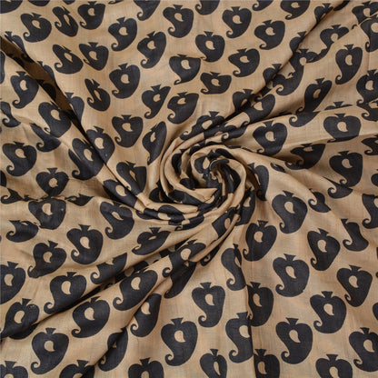 Sanskriti Vintage Brown Indian Sarees Pure Silk Embroidered Sari Craft Sustainable Fabric