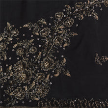 Load image into Gallery viewer, Sanskriti Vintage Black Sarees Pure Crepe Silk Hand Beaded Premium Sari Fabric
