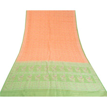 Load image into Gallery viewer, Sanskriti Vintage Peach/Green Sarees 100% Pure Silk Woven Premium Sari Fabric
