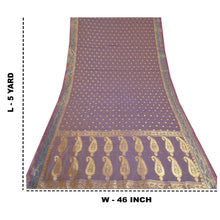 Load image into Gallery viewer, Sanskriti Vintage Purple Indian Sarees Organza Woven Sari Craft 5 Yard Fabric
