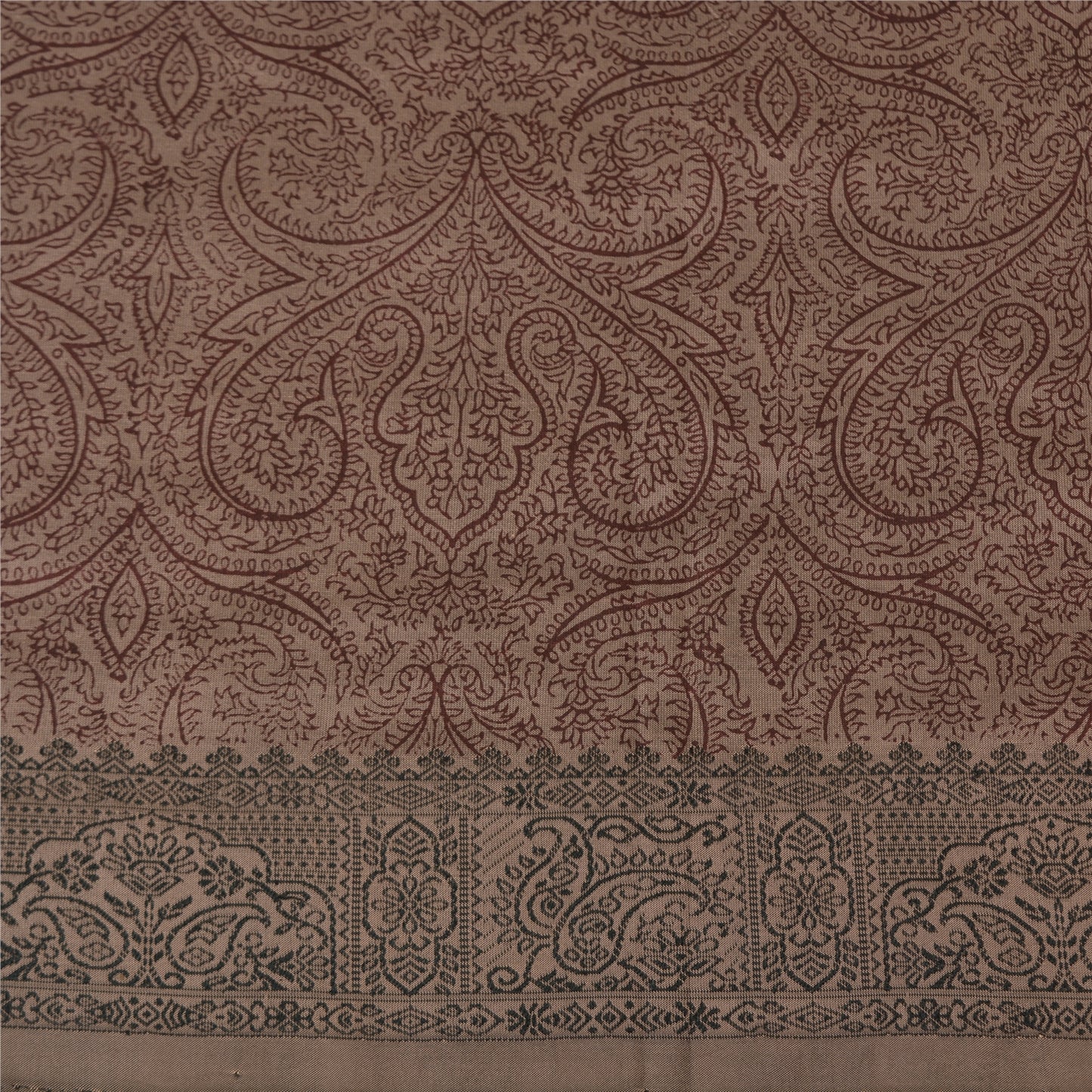 Sanskriti Vintage Brown Sarees Blend Silk Woven Block Print Premium Sari Sustainable Fabric