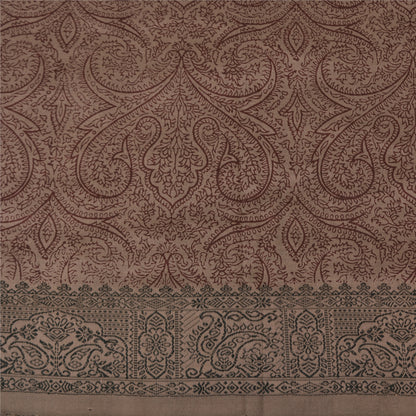 Sanskriti Vintage Brown Sarees Blend Silk Woven Block Print Premium Sari Sustainable Fabric