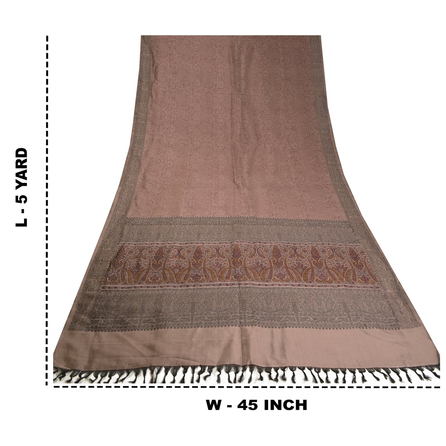Sanskriti Vintage Brown Sarees Blend Silk Woven Block Print Premium Sari Sustainable Fabric