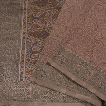 Load image into Gallery viewer, Sanskriti Vintage Brown Sarees Blend Silk Woven Block Print Premium Sari Fabric
