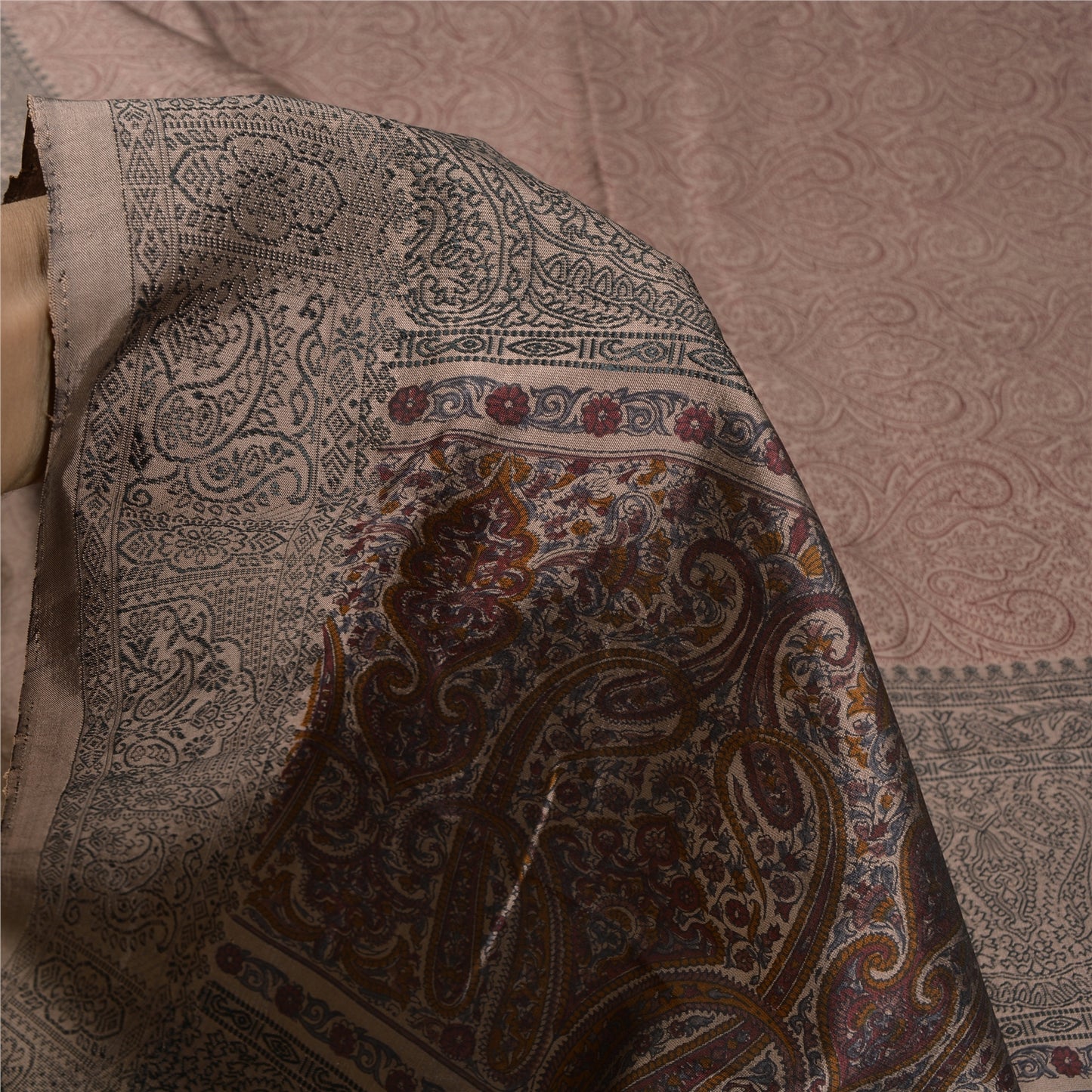 Sanskriti Vintage Brown Sarees Blend Silk Woven Block Print Premium Sari Sustainable Fabric