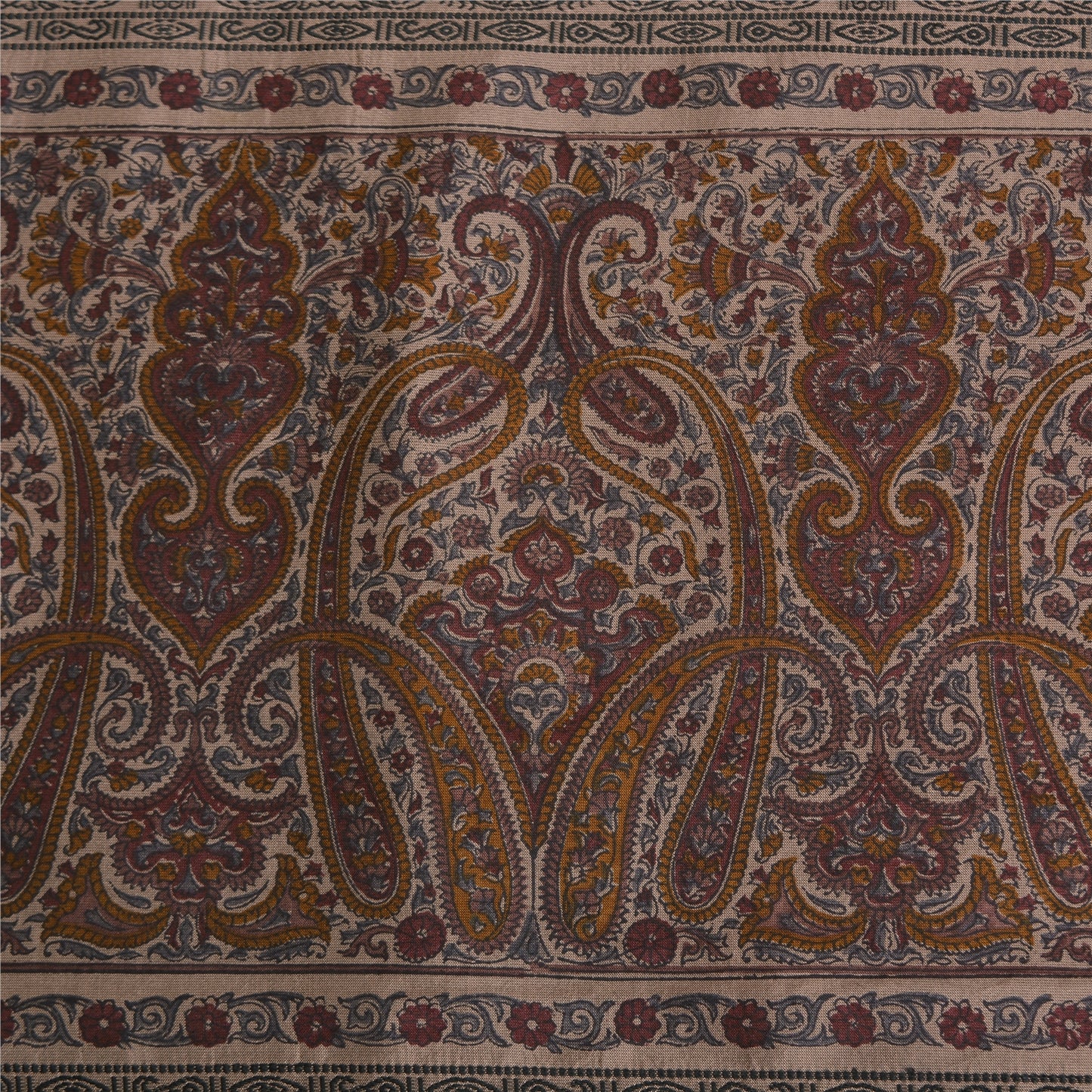 Sanskriti Vintage Brown Sarees Blend Silk Woven Block Print Premium Sari Sustainable Fabric