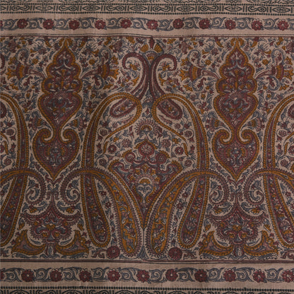 Sanskriti Vintage Brown Sarees Blend Silk Woven Block Print Premium Sari Sustainable Fabric