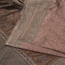 Load image into Gallery viewer, Sanskriti Vintage Brown Sarees Blend Silk Woven Block Print Premium Sari Fabric
