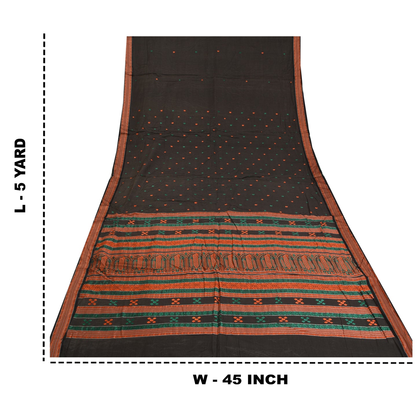 Sanskriti Vintage Black Indian Sarees Cotton Silk Woven Premium Sari Sustainable Fabric